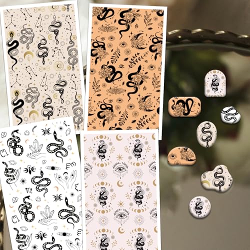 OLYCRAFT 24Pcs Snake Clay Transfer Paper 4 Design Transfer Paper for Polymer Clays Mysterious Animal Polymer Clay Transfers Sheets Boho Eye Transfers Papers for Clays Earrings Jewelry Making - Image 4
