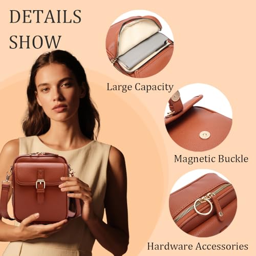 Crossbody Leather Bag For Women Anti-theft Messenger Bags Large Pocket with 10 Card Slots Vintage Purse For Casual Business4