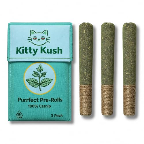 Jollypaws Kitty Kush Catnip Pre-Roll Toys (3-Pack) Funny Catnip Toys for Cats Interactive Cat Toy Set for Indoor Cats 100% Catnip Filled