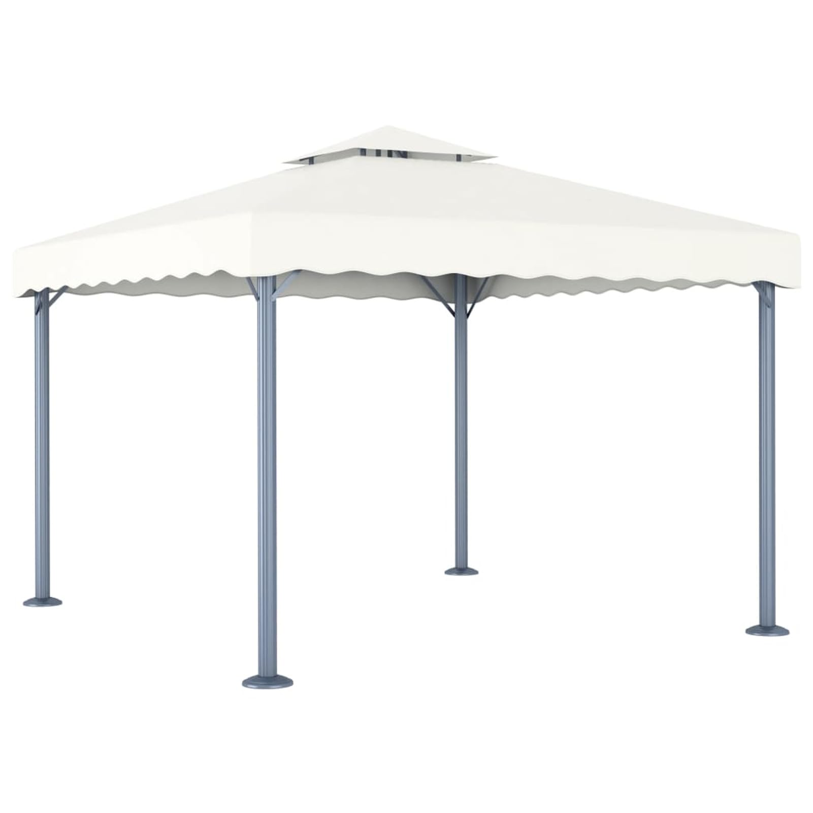 Gazebo con Stringa di Luci LED 300x300 cm Crema in Alluminio,Gazebo Pergola Con Telo Impermeabile Richiudibile E Struttura Rettangolare In Acciaio Inossidabile Ad Alta Densità,Per Arredo Giardin