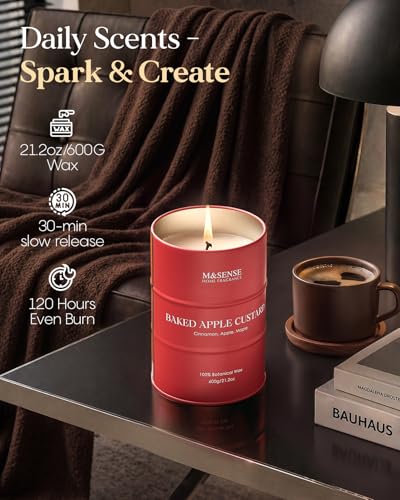 Image of M&SENSE Baked Apple Scented Candles Large, Natural Soy Candles 21.2oz 120 Hour Slow Burning,Christmas Candle Candle for Stress Relief Meditation Relaxing,Aromatherapy Christmas Decor