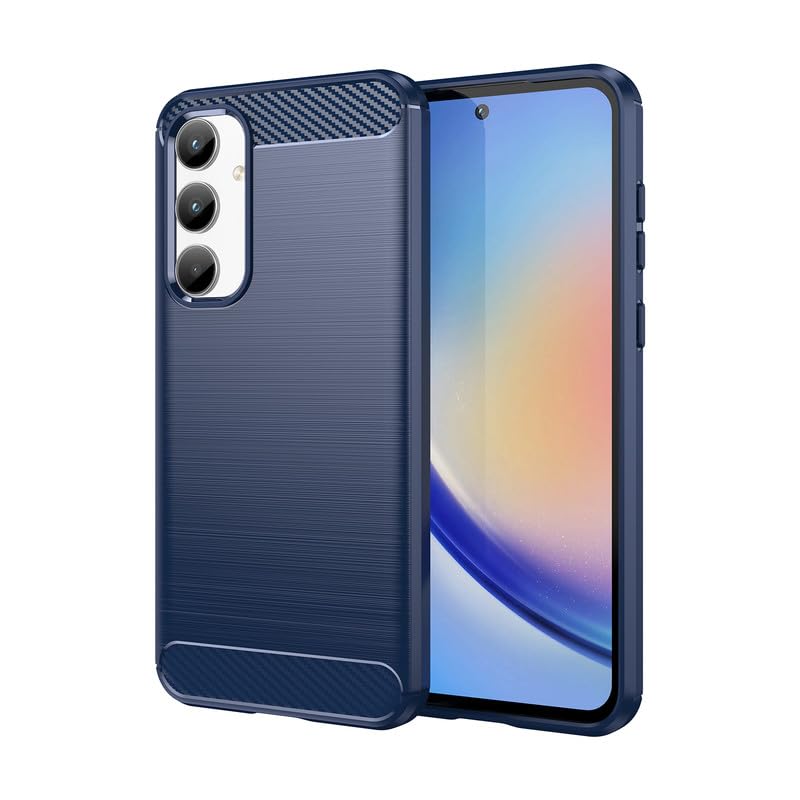 Image of Hybrid Carbon Fiber Back Case for Samsung Galaxy A35 5G (Blue)