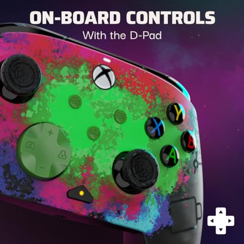Image of PDP Gaming REMATCH GLOW Enhanced Wired Controller: Licensed Xbox Series X|S Gamepad, Xbox One, Windows PC, Mappable Back Buttons, Audio Control, Customizable Companion App: Space Dust Glow in the Dark (Renewed)