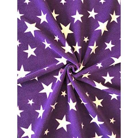 Premium Quality Anti-Pill Polar Fleece | Children Prints | Halloween | Plush Washable Fabric | Sold by The Metre | by Tia Knight (Twinkle Stars, SQ351) (Purple/White) Cover