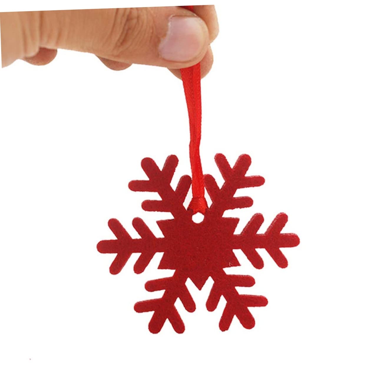 PRETYZOOM 4 Set Di Ornamenti Unici in Feltro Per Albero Di Natale Ciondolo A Forma Di Fetta Di Fiocco Di Neve Rosso Per La Decorazione Della Casa 40 Pezzi*4