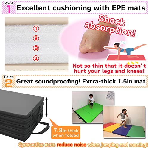 Karadastyle Gymnastics Mat Folding Stretch Mats 78"X39"X1.6" Exercise Muscle Training Children Play Horizontal Bar Mat Yoga Sports Soundproof Home Use (Yellow) #TOP2