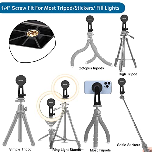 Ubeesize Magnetic Tripod Mount Holder For Magsafe Phones – Double-360° Rotatable Magnetic Stand Base For Iphone 14/13/12 Smartphone Clip Adapter Upgrade #TOP3