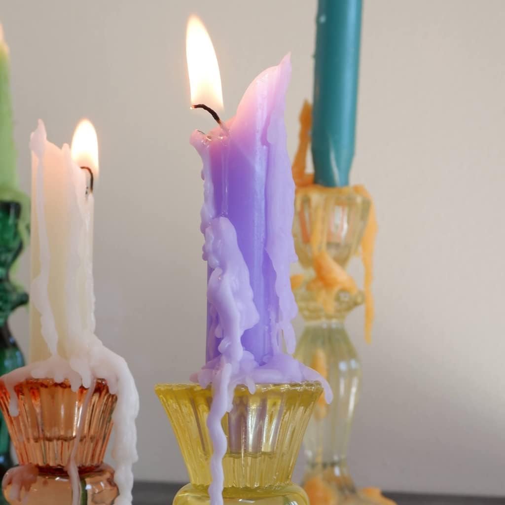 Candlestock Hipisowskie świece kapiące - 11 kapiących świec stożkowych - świece do topienia butelek wina (Hippie Rainbow)