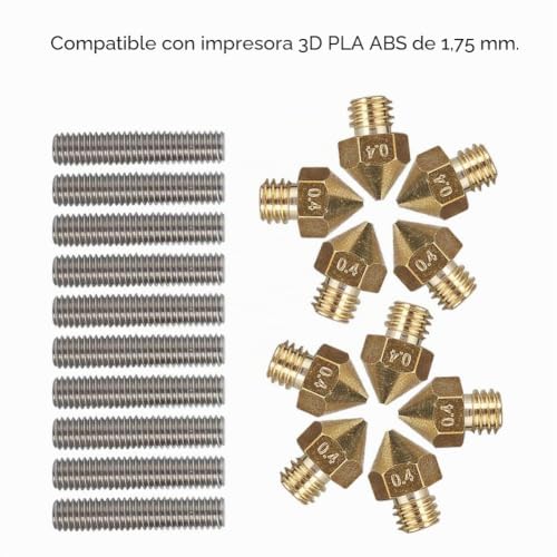 Miniatura 5 de Juego De Extrusores Para Impresora 3d,Kit De Calentamiento De Extrusoras De Latón Mk8 Para Impresoras 3d Abs Pla De 1,75 Mm,Para Extremo Caliente Para I3, E3d,Anet A8,Alunar M508, Cr7,V2,Etc