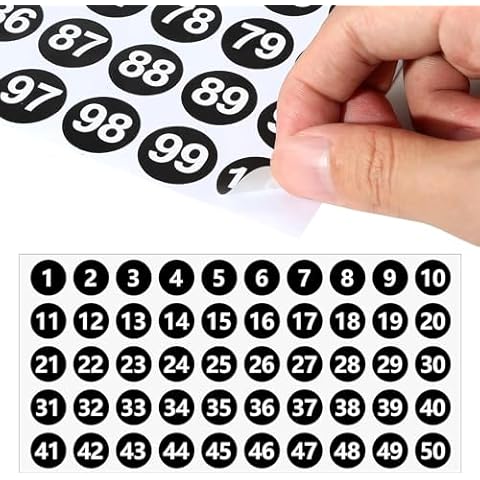 1 to 200 Number Stickers Self-Adhesive Waterproof Number Labels, 12 Sheets 3 Sets Self-Adhesive Numbered Stickers for Inventory Sorting, Vinyl Number Stickers for Indoors, Outdoors, Office School Cover