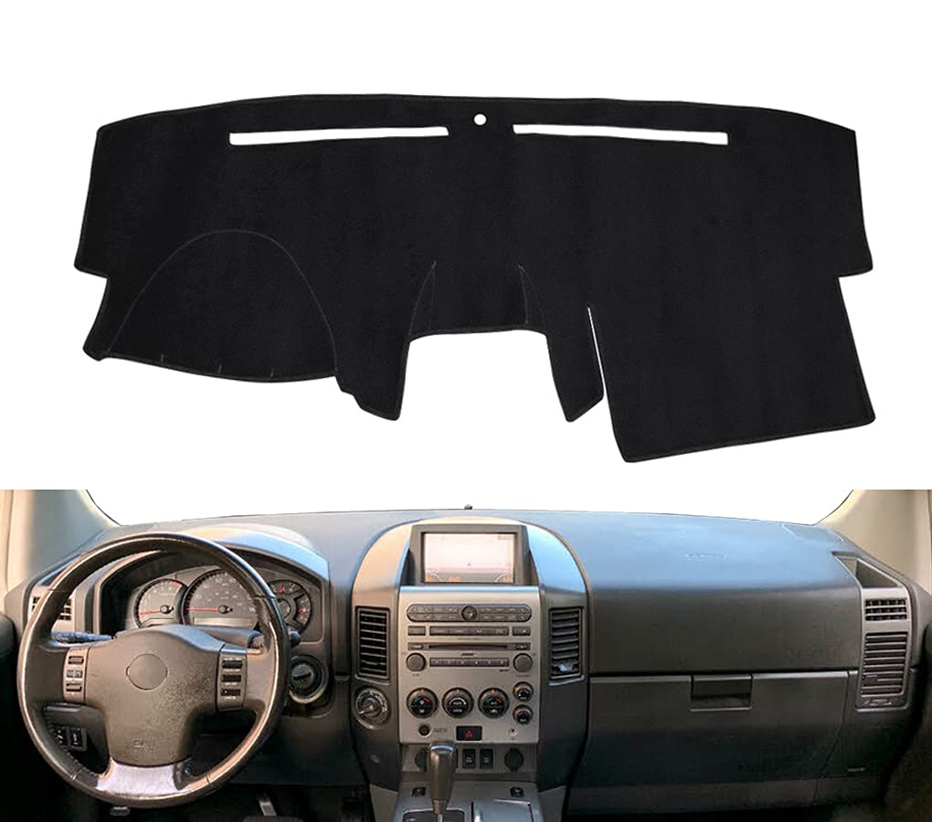Dash Cover Mat Custom Fit for Nissan Armada Titan with Navigation, Dashboard Pad Carpet Protector Y60 (Black)