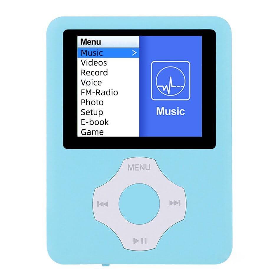 Lettore MP4 da 1,8 pollici con display LCD, lettore musicale MP3, FM, supporto video film, portatile e leggero
