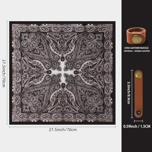 Image of 27.5 Inches Square Silk Feeling Neck Scarf for Men Necktie Silk Bandanas Pocket Square Cowboy Scarves