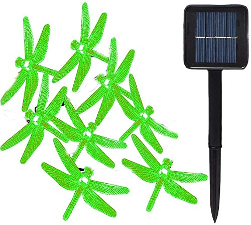 Solar Dragonfly String Lights,5m 20LED Solar Outdoor Light String with 8 Mode Waterproof Fairy Lights Decorative Lighting for Indoor/Outdoor Home (Green)