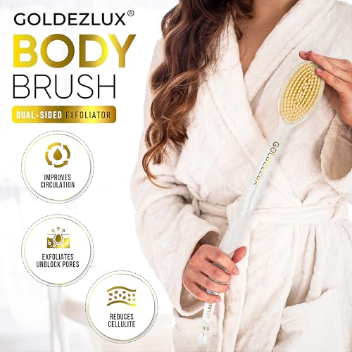 Brosse corps et dos double face manche long 43cm transparent