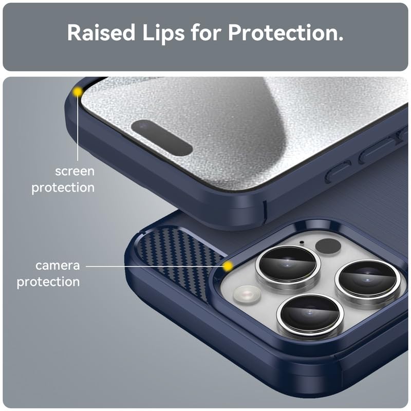 Image of Hybrid Carbon Fiber Back Case for iPhone 16 Pro Max (Blue)