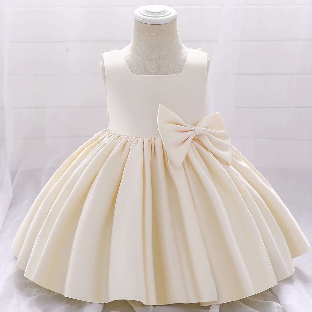 Baby-Mädchenkleid, formelles Tutu, mit Schleife, rückenfrei, geschwollene Tüllkleider, Prinzessinnenkleid, Hochzeit, Taufe, Festzug, Geburtstag, Party