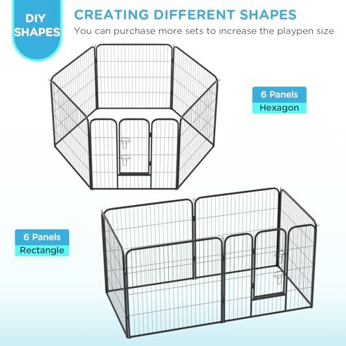 Image of BestPet | Dog Playpen | 32 Inch, 6 Panels | Heavy Duty Metal Pet Exercise Pen | Indoor Outdoor Fence Panels | Rust-Resistant, Removable, Tool-Free Setup | Anti-Skid, Expandable Design