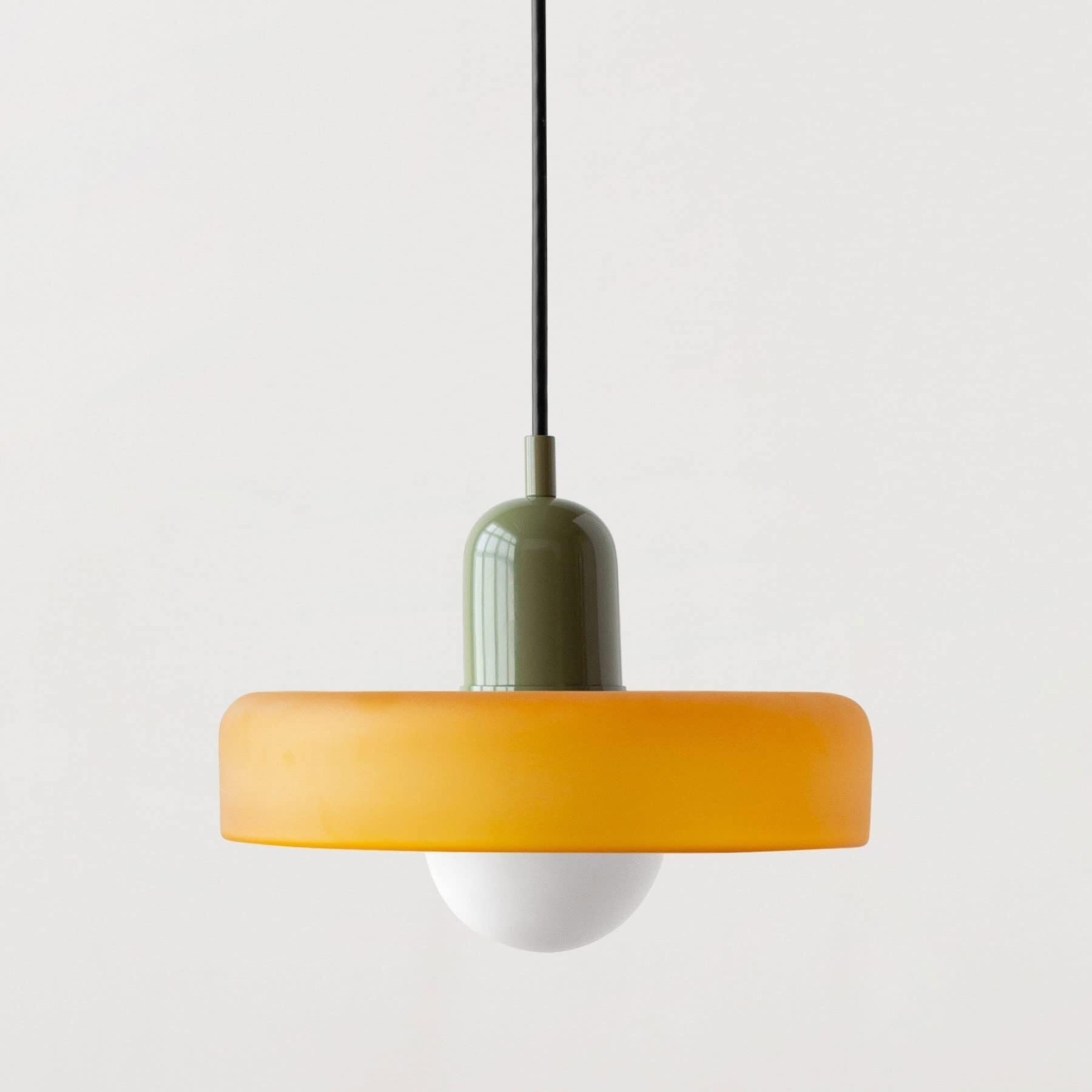 Orange Glas Pendelleuchte, Moderne Minimalistische Hängelampe Kronleuchter Nordisch für Schlafzimmer Wohnzimmer Küche Flur(Orange green)