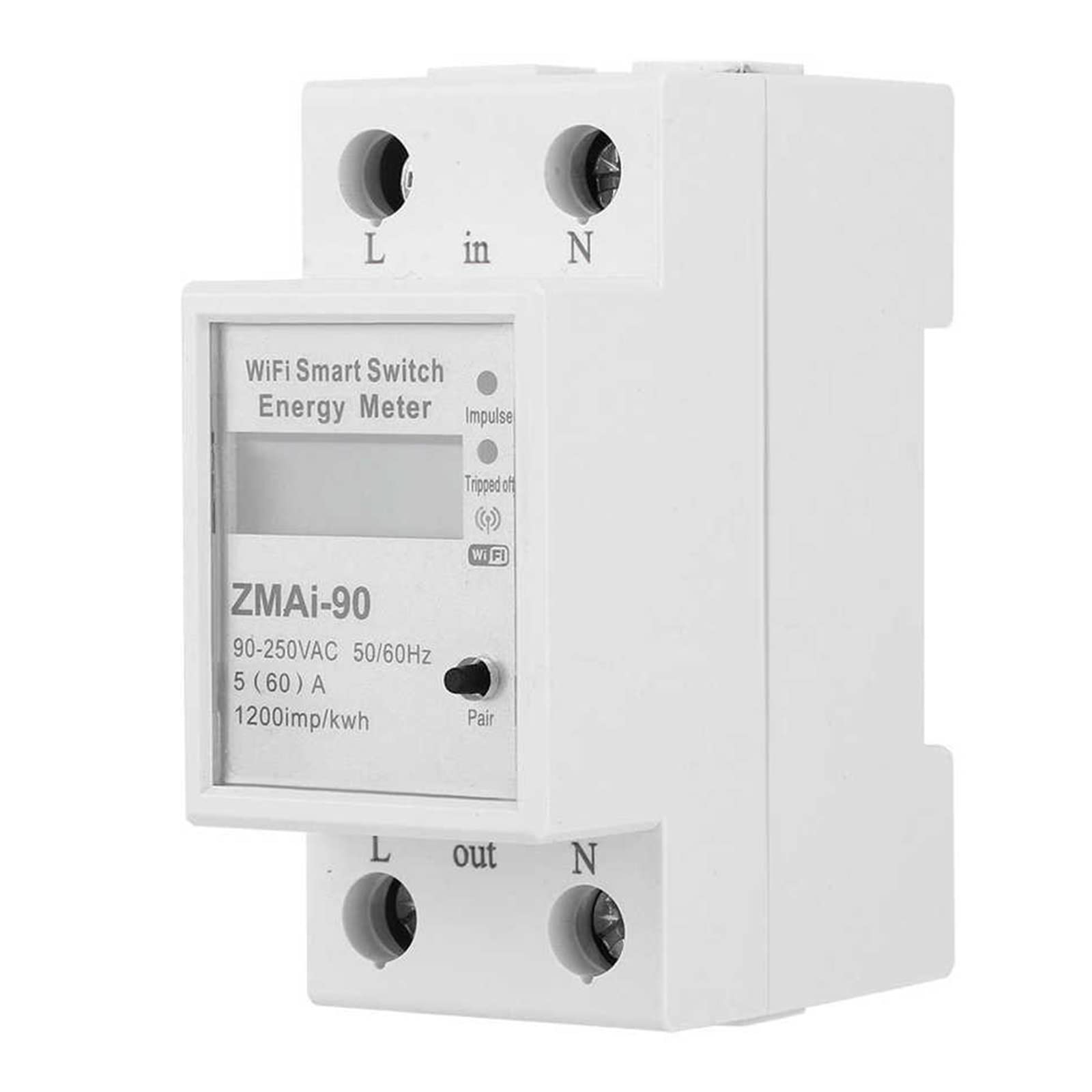 Medidor De Consumo Electrico, Medidor de energía Digital Remoto LCD Interruptor de medición Digital Medidor de energía monofásico 90-250V 60A Medidor de energía LCD, Fácil de Instalar