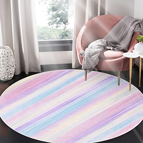 SHACOS Alfombra Salón Redonda Bobo, 120cm Alfombras de Habitación Arcoíris Suave Pelo Corto Alfombra Dormitorio Peluda Rosa Alfombra Infantil Antideslizante Alfombra Decorativa para Salón Habitación Cover