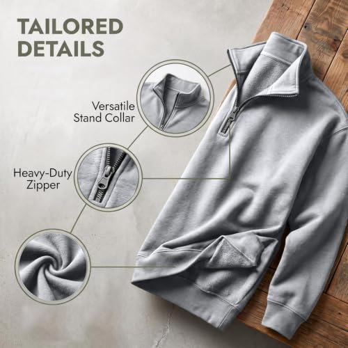 Fleece Sweatshirt Men Quarter Zip Fleece Lined 1/4 Zip Pullover Sweat Shirt - image 7