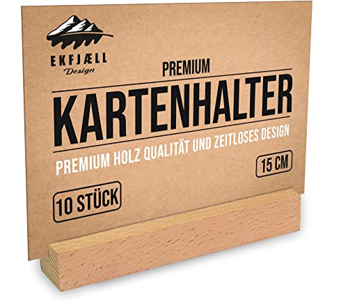 EKFJAELL Kartenhalter Holz 15 cm natur aus massivem Buchenholz (10er-Set),...