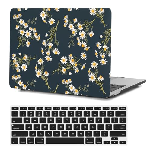 Coque MacBook Air 13 Pouces A1466 Finition Rigide Haute Précision Motif Fleur Marguerite
