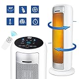 Space Heater with Thermostat, Primevolve 1500W Ceramic Electric Heater with Remote and LED Display, 3 Modes 9H Timer Oscillation Overheating Tip-Over Protection for Home Office Large Room