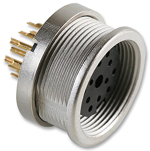 Conector circular de montaje en panel tipo receptáculo con enchufe de 12 vías