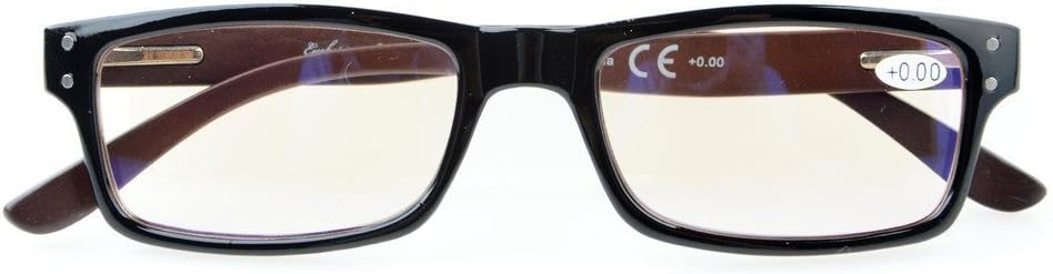 Reduces Eyestrain,Anti Blue Rays,UV Protection,Wood Temple,Computer Reading Glasses(Black) +3.0