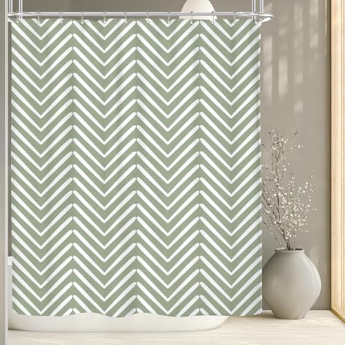 Rideau de douche polyester vert 180x180 lavable avec 12 crochets inclus