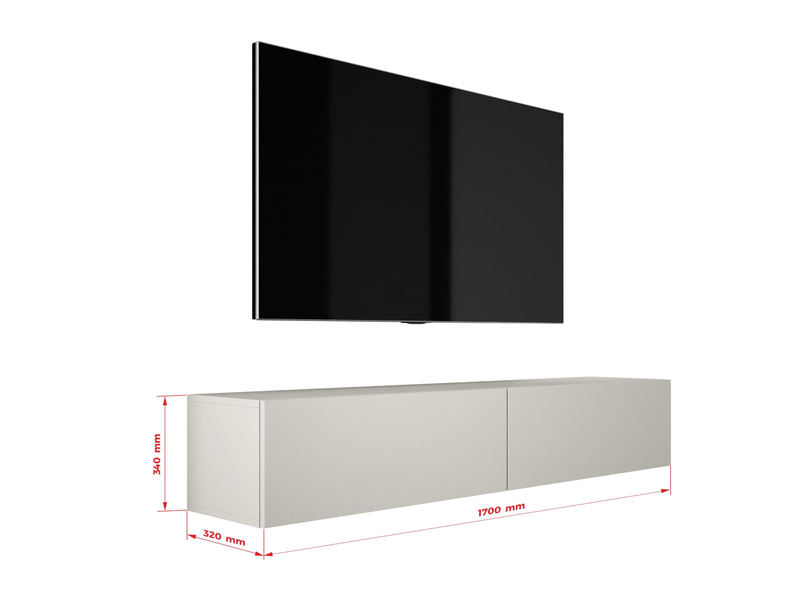 3E 3xE living.com TV-Lowboard: Farbe: Kaschmir, A: 170x32x34 cm (BxTxH)