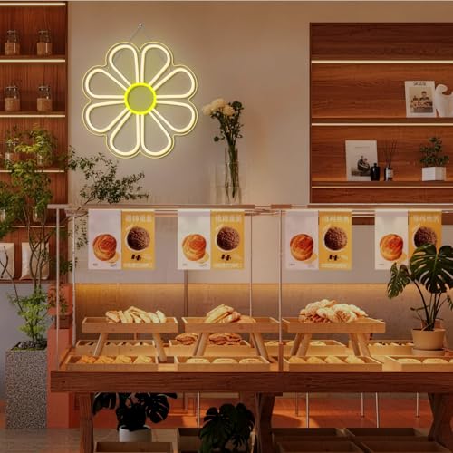 Image of Flower Neon Sign Daisy Window Light Light Up Flowers for Window Warm White Flower Led Sign for Wall Decor Bedroom Party Shop for Birthday Mother's Day
