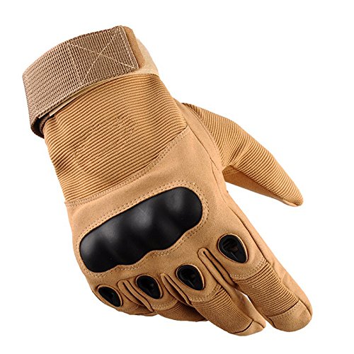 Ocamo Tactical Operator Military Pro Anti-Skid Gloves Outdoor Cycling Hiking Full Cover Finger Sport Glove Sand Color; M