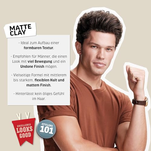 3. Bild von AMERICAN CREW – Matte Clay, 85 g, Stylingclay für Männer, Haarprodukt mit mittlerem bis starkem Halt, Stylingprodukt für optimale Formbarkeit, Struktur & leichten Glanz
