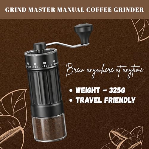 Image of Manual Coffee Grinder Hand Crank Adjustable Grind Settings Portable Clear Catch Cup Compact Durable for Home Travel Espresso French Press Brewing