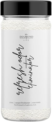 The Diamond Life Home "Refresh" - Ambientador de polvo y tapicería de romero y menta, eliminador de olores para hogares con niños y mascotas