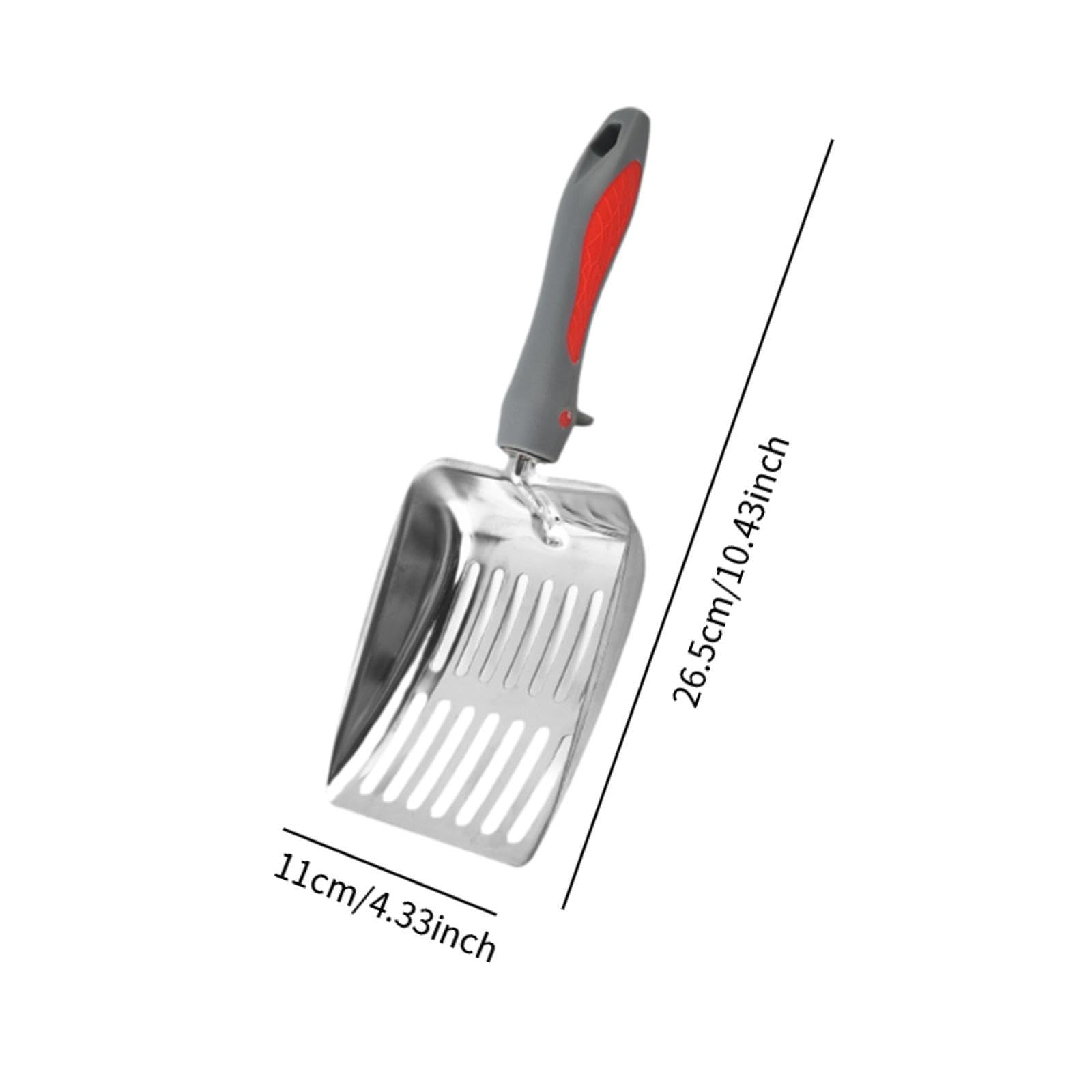 Cat Litter Sifter Kitten Waste Lifter Comfortable Gripping Portable Metal Litter er Cat Sand for, red Gray