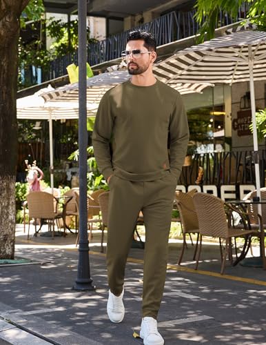 Vssjavun Mens Sweatsuits 2 Piece Sets Waffle Long Sleeve Pullover Sweatsuit Outfits Casual Jogger Suits Sets3