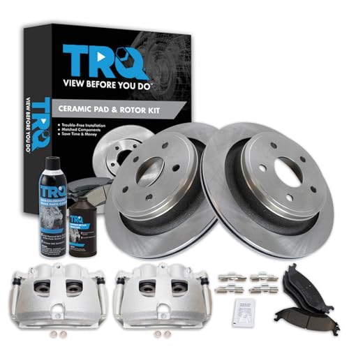 Image of TRQ Rear Brake Pad, Caliper, & Rotor Kit, with Chemical Kit Ceramic Compatible with 2012 Ram 1500