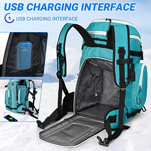 Resvin Ski Boot Bag, 60L Durable Travel Backpack, 1680D Nylon Waterproof Snowboard Boot Bag, Skiing And Snowboarding Travel Luggage For Helmet, Goggles, Gloves, Outerwear & Accessories, Green #TOP3