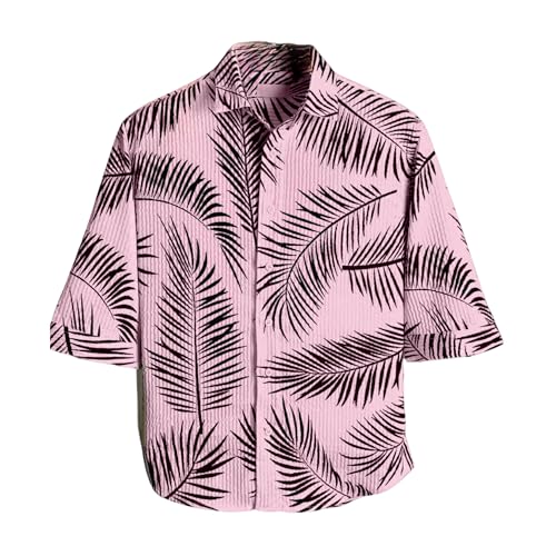 Image of MiraMichi Men's Corduroy Printed Half Sleeve Casual Shirt - Regular Fit Hip Length