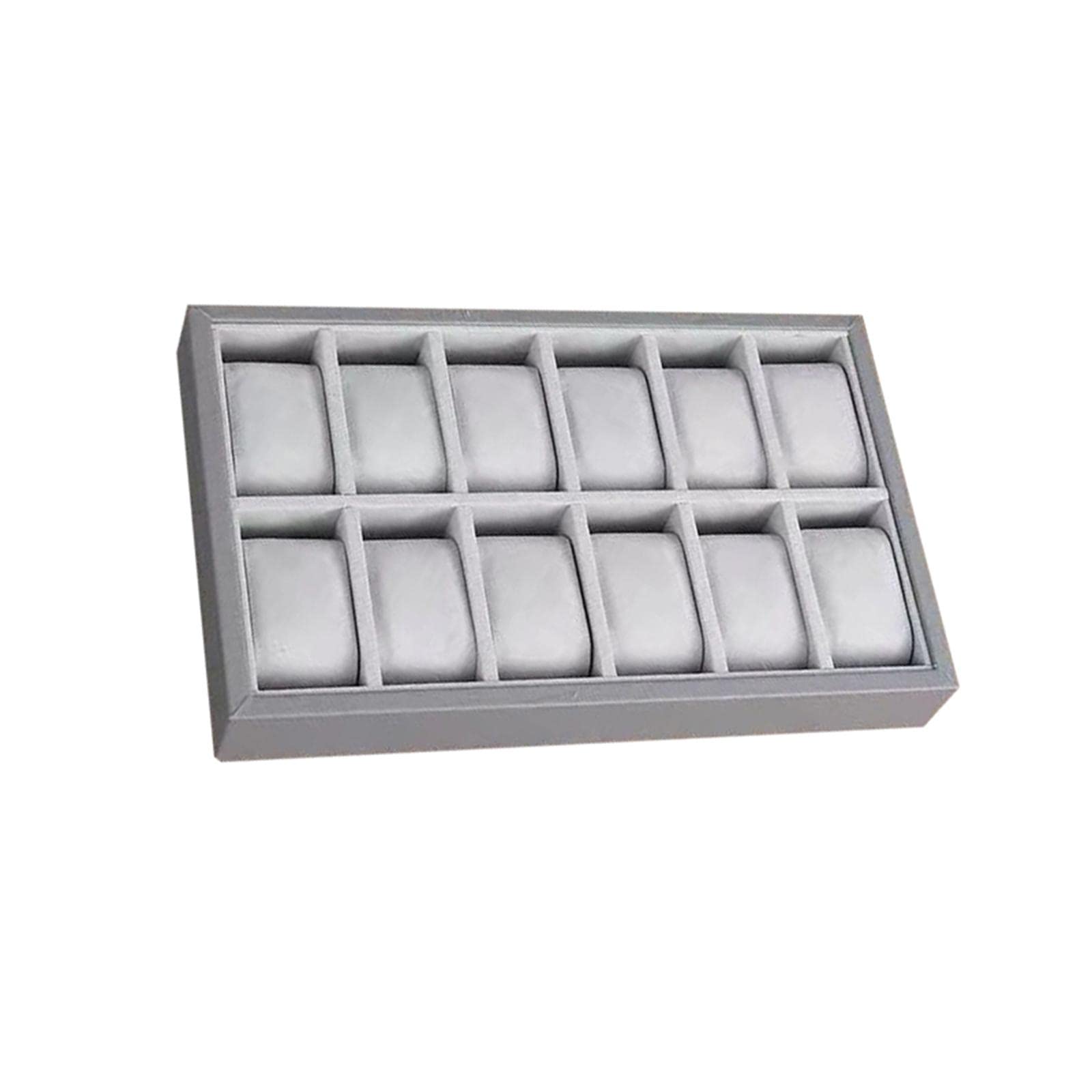 Perfeclan Soporte para Bandeja de Reloj, Bandeja de Almohadas para Reloj, Cuero PU de Madera para Hombres Y Mujeres, Almohadas, Organizador Apilable Pa, 12 Ranuras