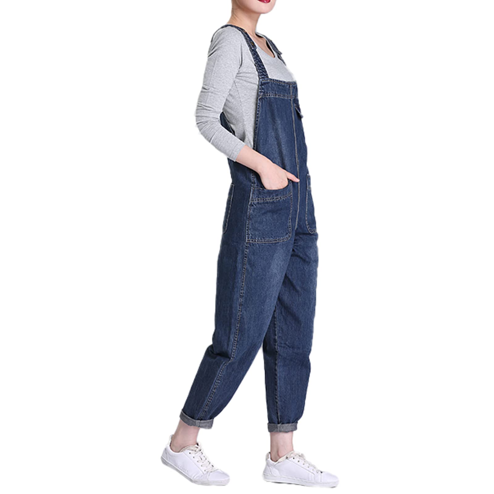 Mujer Tallas Grandes Peto Vaquero Largo Mono Casual sin Mangas Jumpsuits Playsuits Pantalones Vaqueros Stretch (XS-5XL)