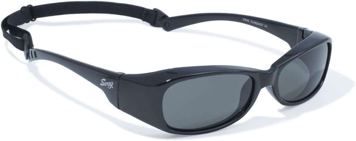 Swag Sunglasses Slingshot Series, Smoke Anti Fog Lens, Black Frame with Removable Rubber Strap