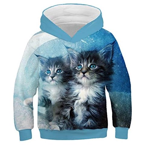 Eenliy Moda Gato Sudaderas con Capucha Cover
