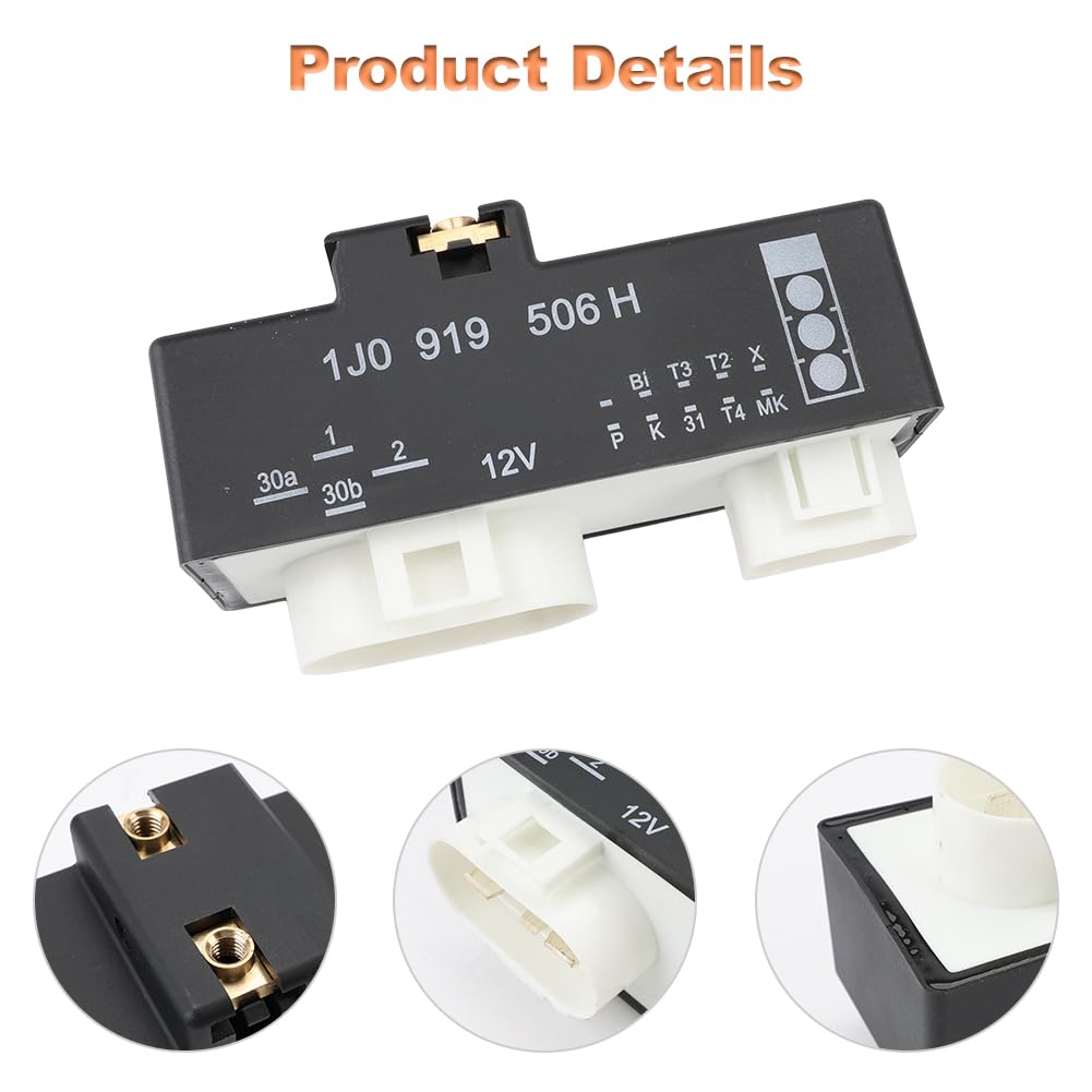 WMPHE Radiator Cooling Fan Control Module Relay Replacement for 1J0919506H Compatible with 1998-1999 VW Beetle 1999 VW Golf Jetta 1999 Audi A4 Quattro 2000 Audi TT/TT Quattro