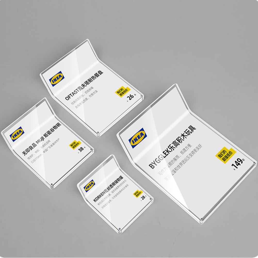 ECKEK Acrylic Label Holder Price Tag Displays Sign Holder Data Card Holder Ads Display Stand (B:80*100mm/3.15*3.94 inches) - Image 4