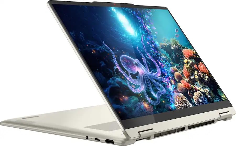 Image of Lenovo Yoga 7 2-in-1 2025 Copilot+ PC with 14 2K OLED Touchscreen Laptop, AMD Ryzen AI 5 340 Processor, 16GB LPDDR5X-7500 Memory, 2TB SSD, Wi-Fi7, Win11 Pro, Seashell, w /2TB USB Drive, W /GaLiMu
